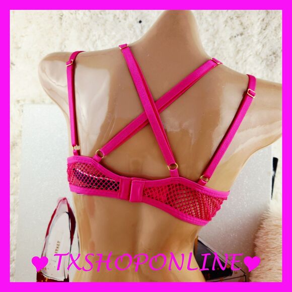 💗👙Victoria Secret Fishnet Open Cup Low-Cut Demi Bra & Thong Set👙💗 - Picture 6 of 8
